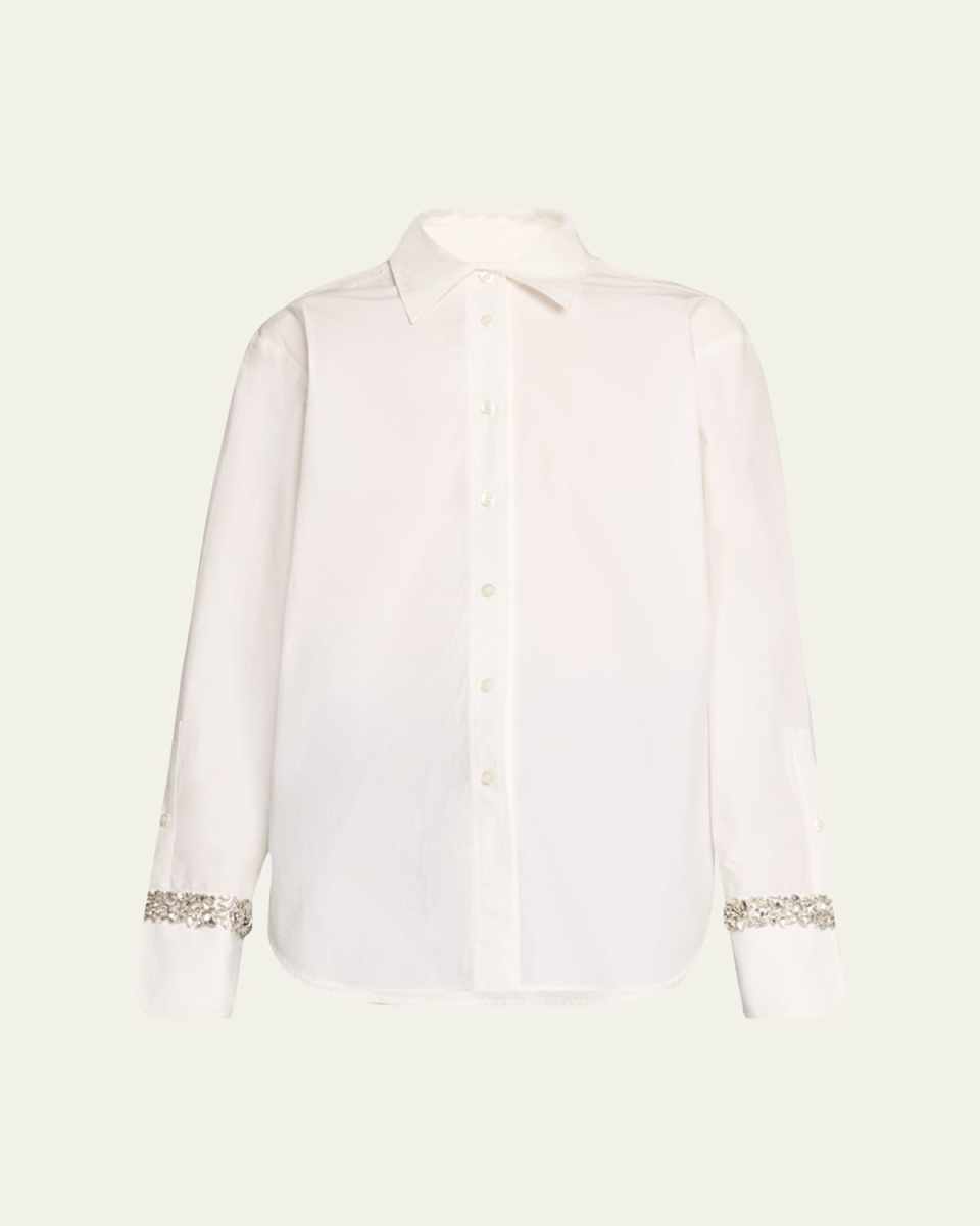 Calvin Embellished Button-Front Top